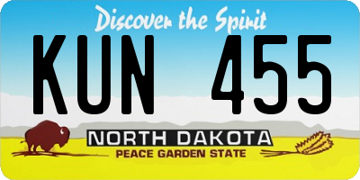 ND license plate KUN455