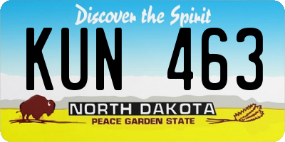 ND license plate KUN463
