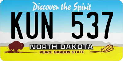 ND license plate KUN537