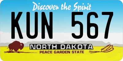 ND license plate KUN567