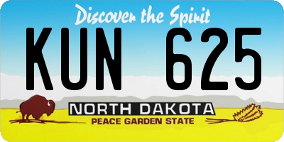 ND license plate KUN625