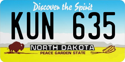 ND license plate KUN635
