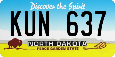 ND license plate KUN637