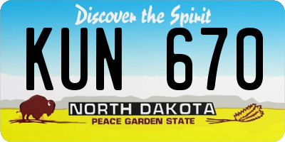 ND license plate KUN670