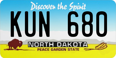 ND license plate KUN680