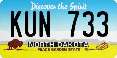 ND license plate KUN733
