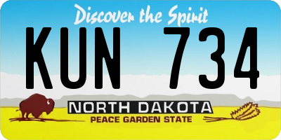 ND license plate KUN734