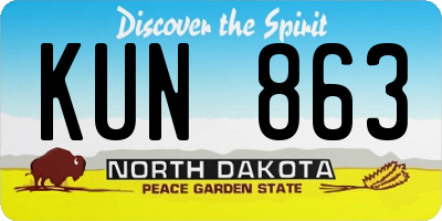 ND license plate KUN863