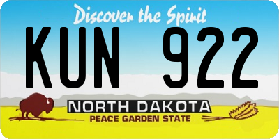 ND license plate KUN922