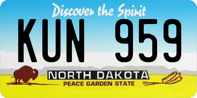 ND license plate KUN959
