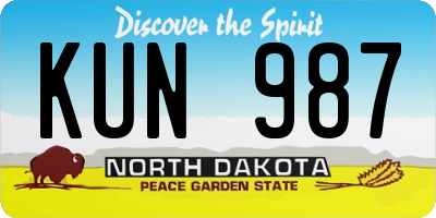 ND license plate KUN987