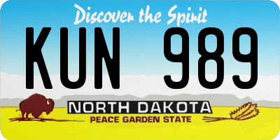 ND license plate KUN989