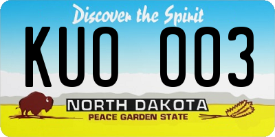 ND license plate KUO003