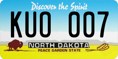 ND license plate KUO007