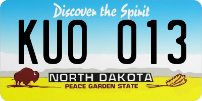 ND license plate KUO013