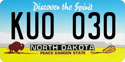 ND license plate KUO030