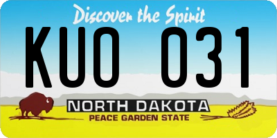 ND license plate KUO031