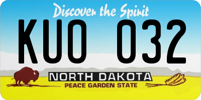 ND license plate KUO032
