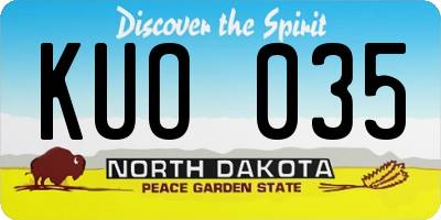 ND license plate KUO035