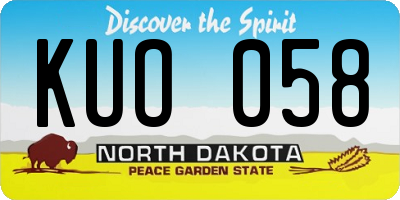 ND license plate KUO058