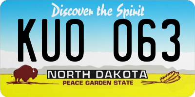 ND license plate KUO063