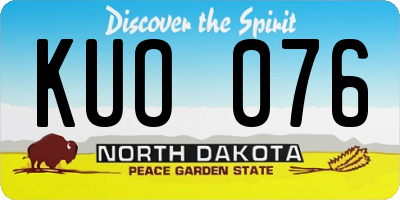 ND license plate KUO076