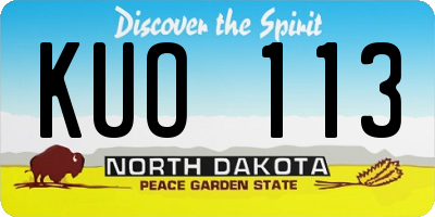 ND license plate KUO113