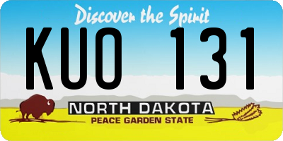 ND license plate KUO131