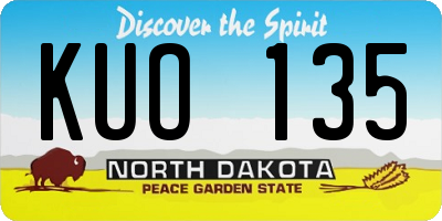 ND license plate KUO135