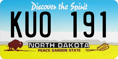 ND license plate KUO191