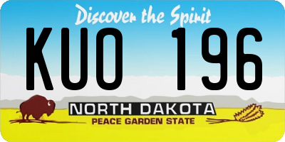 ND license plate KUO196