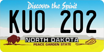 ND license plate KUO202