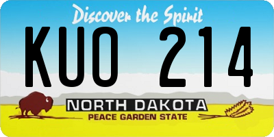 ND license plate KUO214