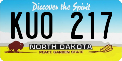 ND license plate KUO217