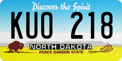 ND license plate KUO218