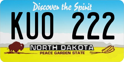 ND license plate KUO222