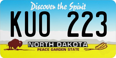 ND license plate KUO223