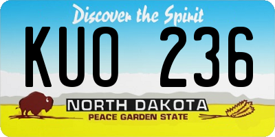 ND license plate KUO236
