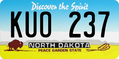 ND license plate KUO237