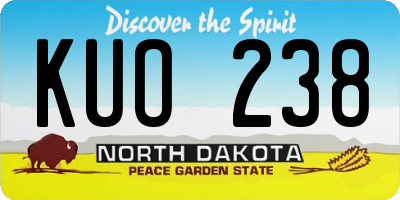 ND license plate KUO238