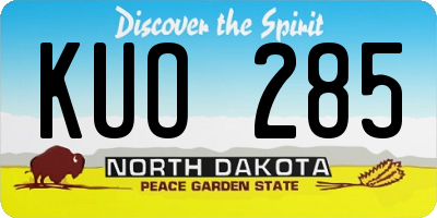 ND license plate KUO285