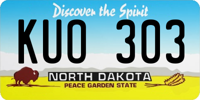 ND license plate KUO303