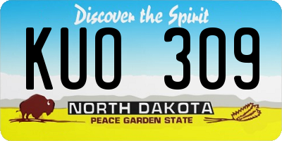 ND license plate KUO309