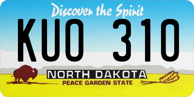 ND license plate KUO310