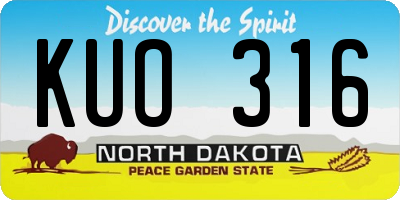 ND license plate KUO316