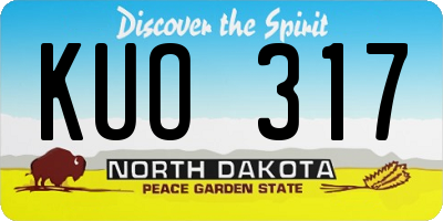 ND license plate KUO317