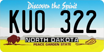 ND license plate KUO322