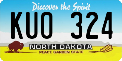 ND license plate KUO324