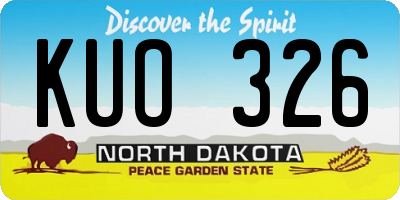 ND license plate KUO326