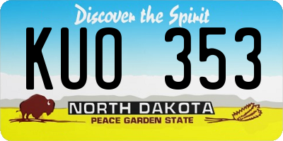 ND license plate KUO353